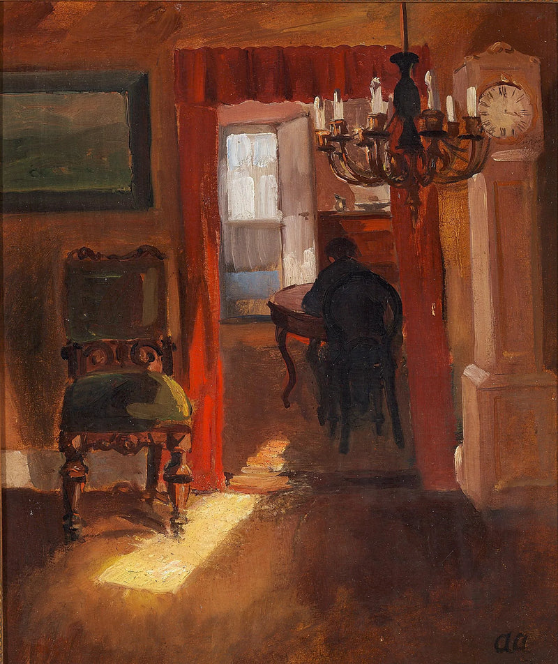 Interior of Skagen with a ray of sunlight on the floor. - Anna Ancher