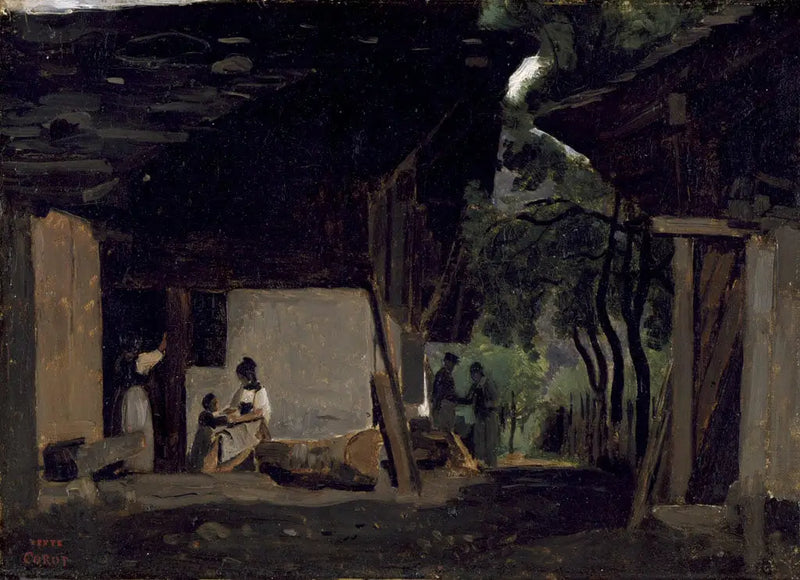 Interior of a chalet in the Bernese Oberland - Jean-Baptiste Camille Corot