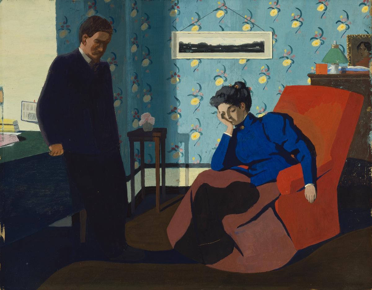 Interior, red armchair and figures - Félix Vallotton