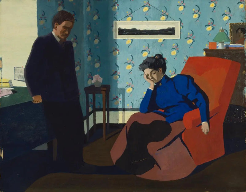 Interior, red armchair and figures - Félix Vallotton