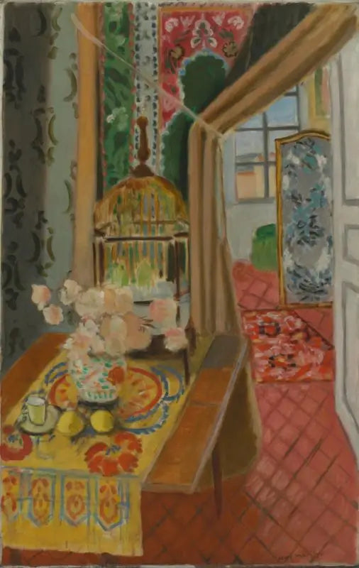 Interior, Flowers and Parakeets - Henri Matisse