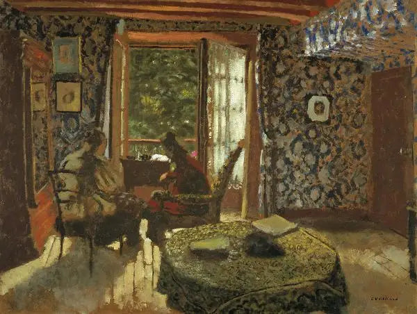Interior. Madame Vuillard and Grandmother Roussel at Étang-la-Ville - Édouard Vuillard
