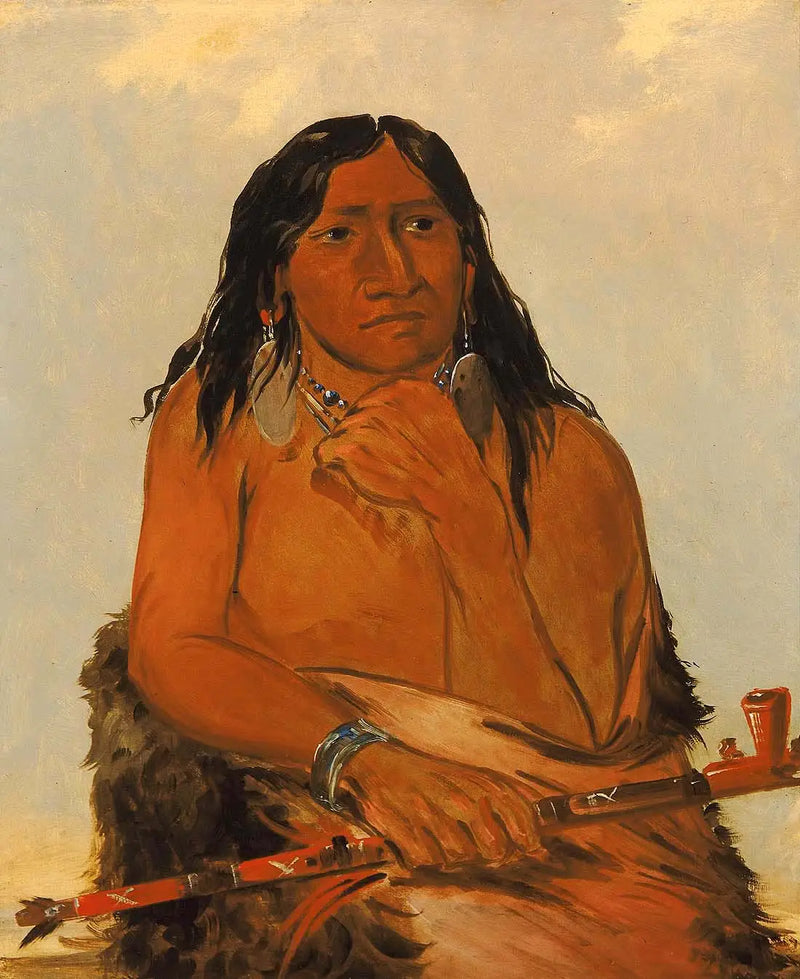 Is-sa-wáh-tám-ah, Loup attaché avec des cheveux, un chef - George Catlin