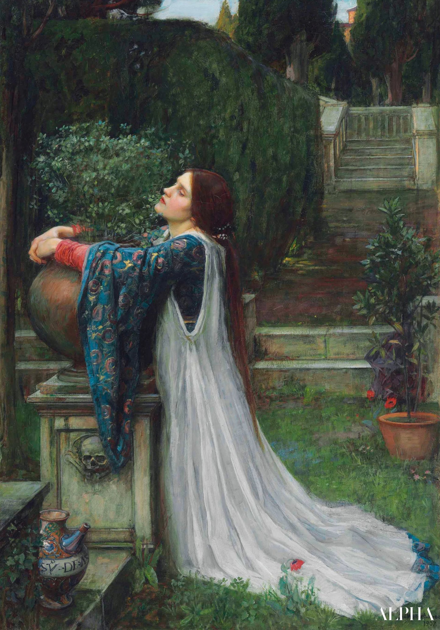 Isabelle and the Basil Pot - John William Waterhouse Reproductions of Paintings in Oil