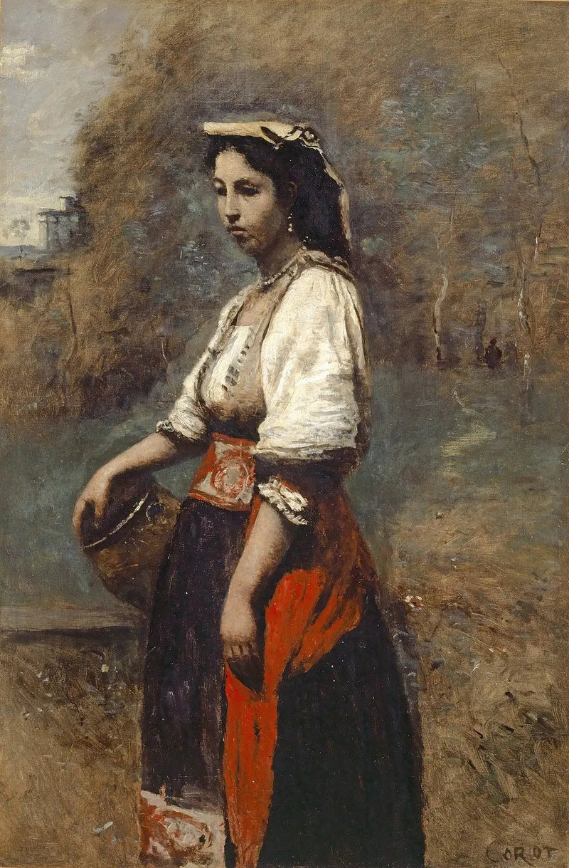 Italian at the Fountain - Jean-Baptiste Camille Corot