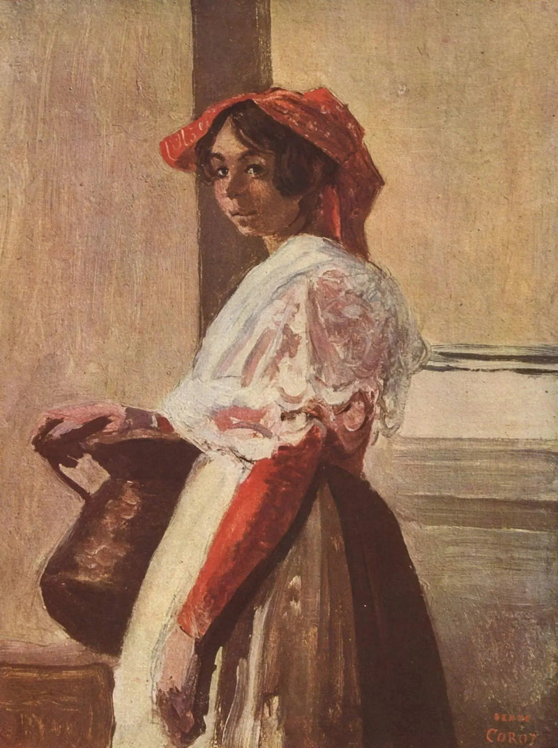 Italian woman with jug - Jean-Baptiste Camille Corot