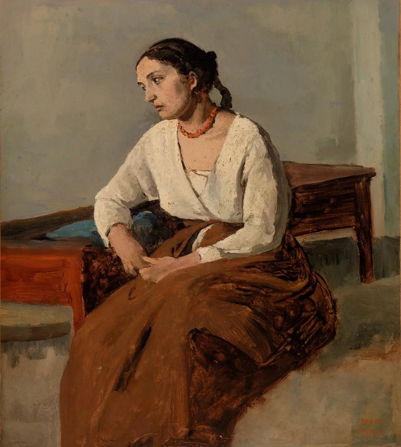 Melancholic Italian (Rome) - Jean-Baptiste Camille Corot