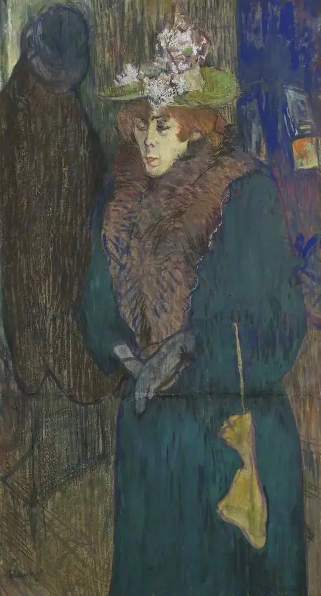 Jane Avril at the Entrance of the Moulin Rouge, putting on her gloves - Henri de Toulouse-Lautrec