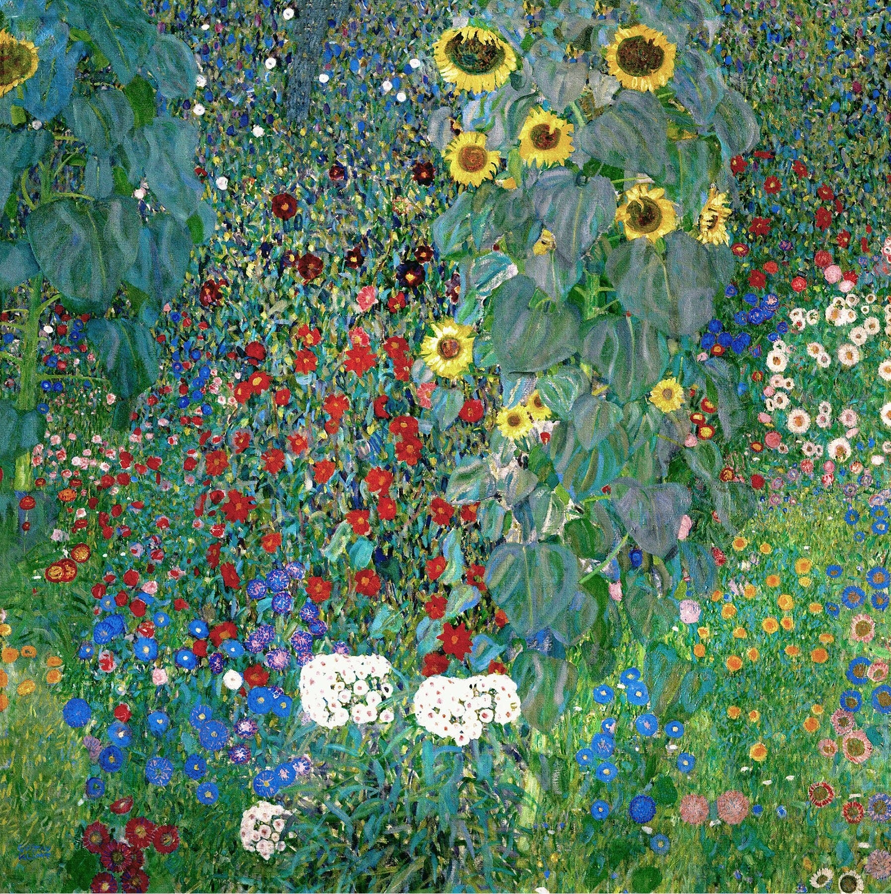 Reproduction du tableau « Jardin aux tournesols - Gustav Klimt » par Alpha Reproduction en peinture à l’huile