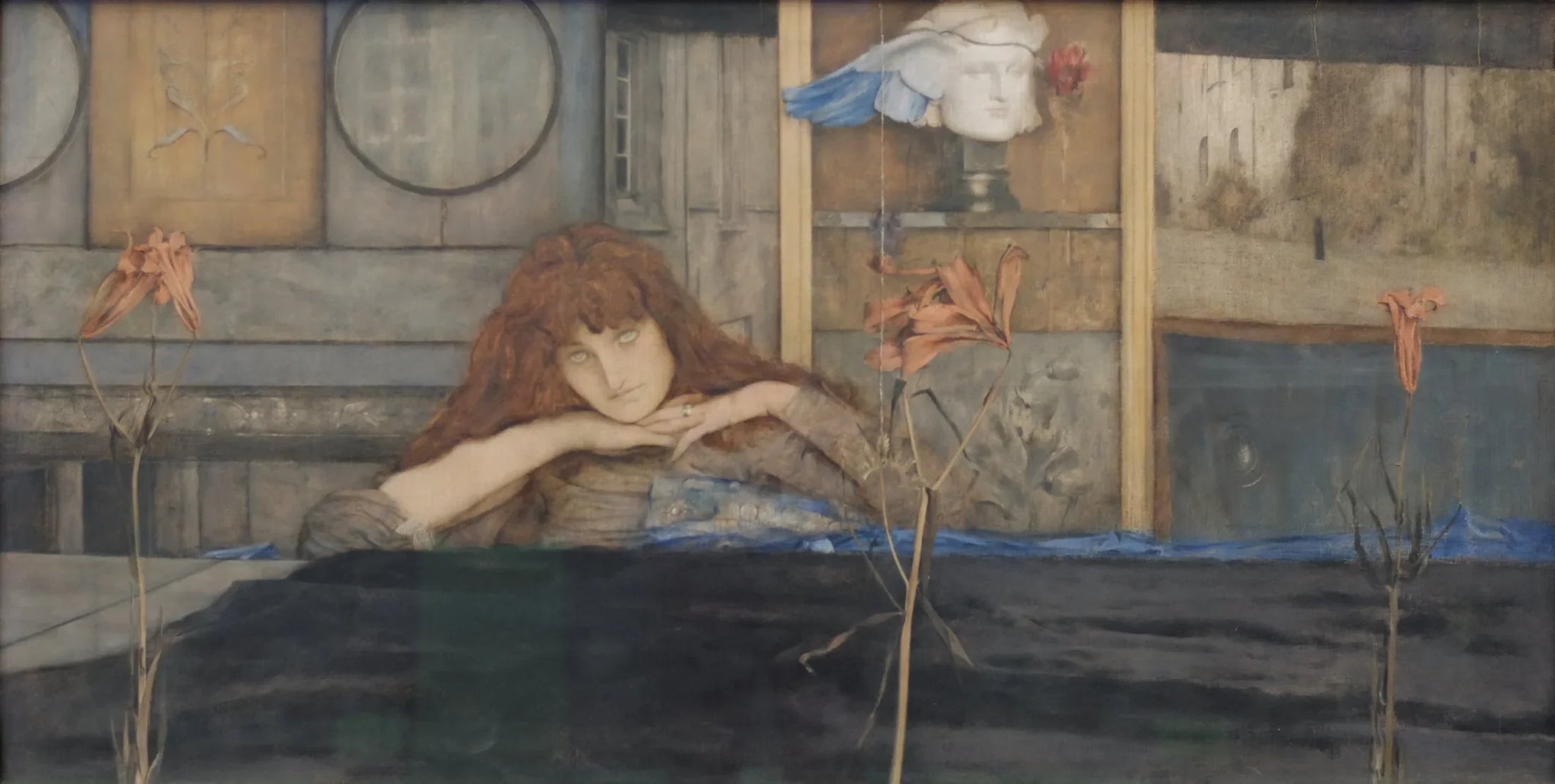 Je ferme ma porte sur moi-même - Fernand Khnopff image 1 copie peinte à la main à l’huile