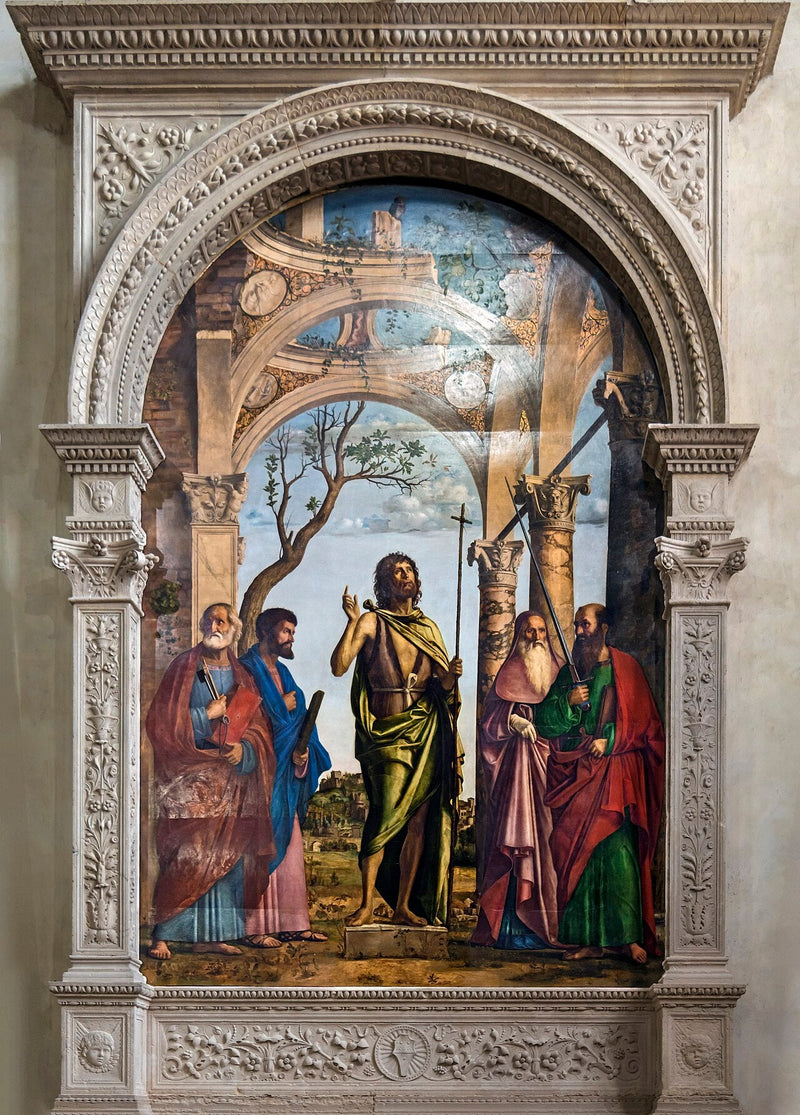 Jean-Baptiste among the saints Peter, Mark, Jerome, and Paul - Cima da Conegliano