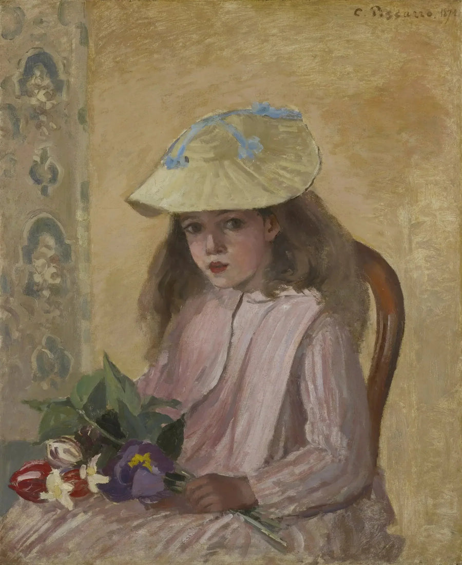 Jeanne Pisarro called Minette with bouquet - Camille Pissarro
