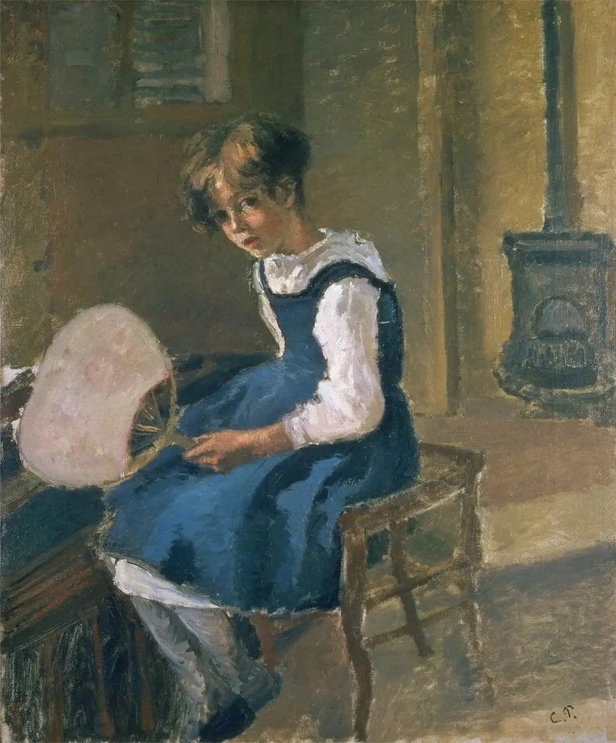 Jeanne Pissarro known as Minette holding a fan - Camille Pissarro