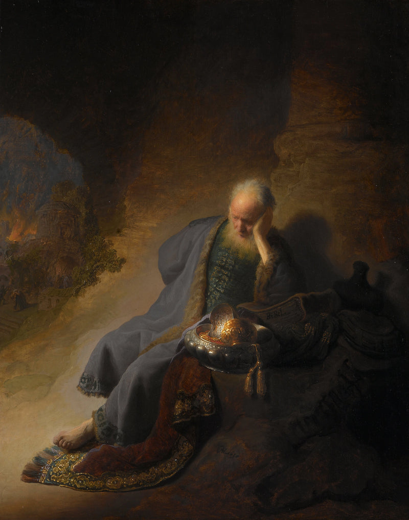 Jeremiah Weeping over the Destruction of Jerusalem - Rembrandt