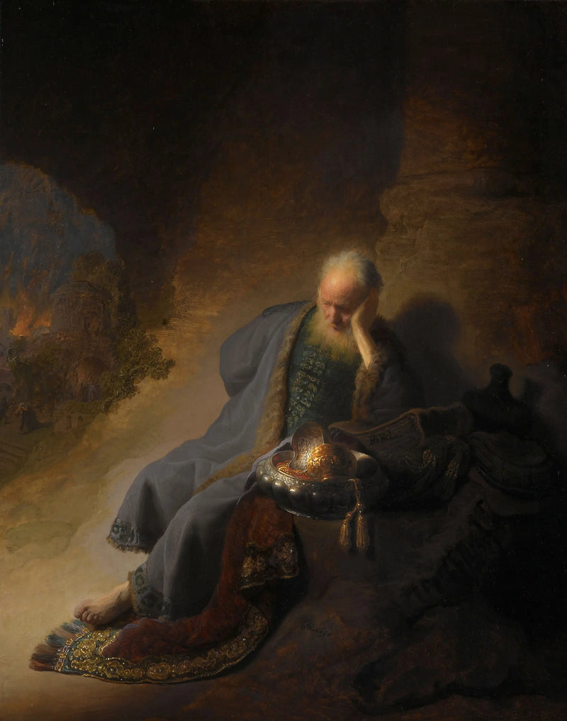 Jeremiah Weeping over the Destruction of Jerusalem - Rembrandt