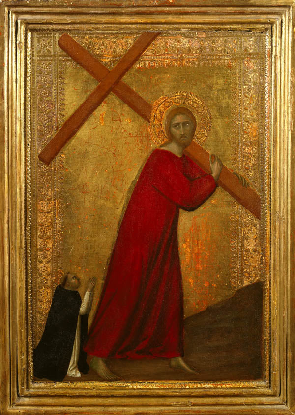 Jesus Christ portant la Croix, avec un frère dominicain - Barna da Siena