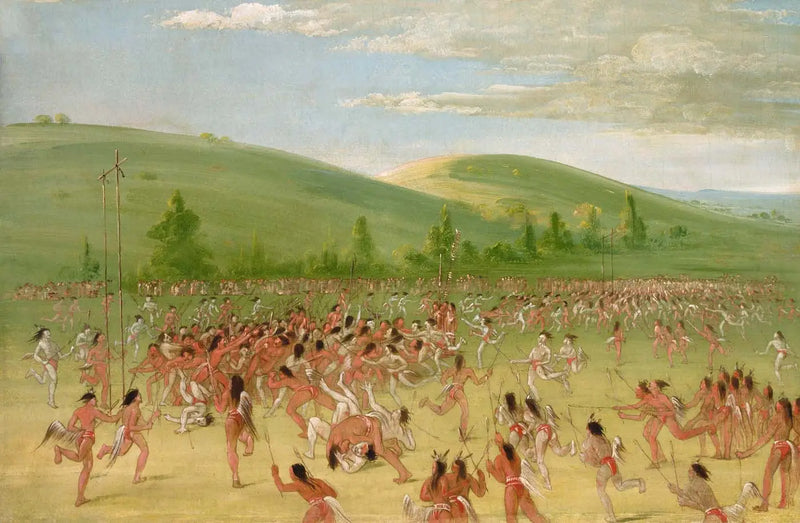 Jeu de balle des Choctaws : balle en l'air - George Catlin