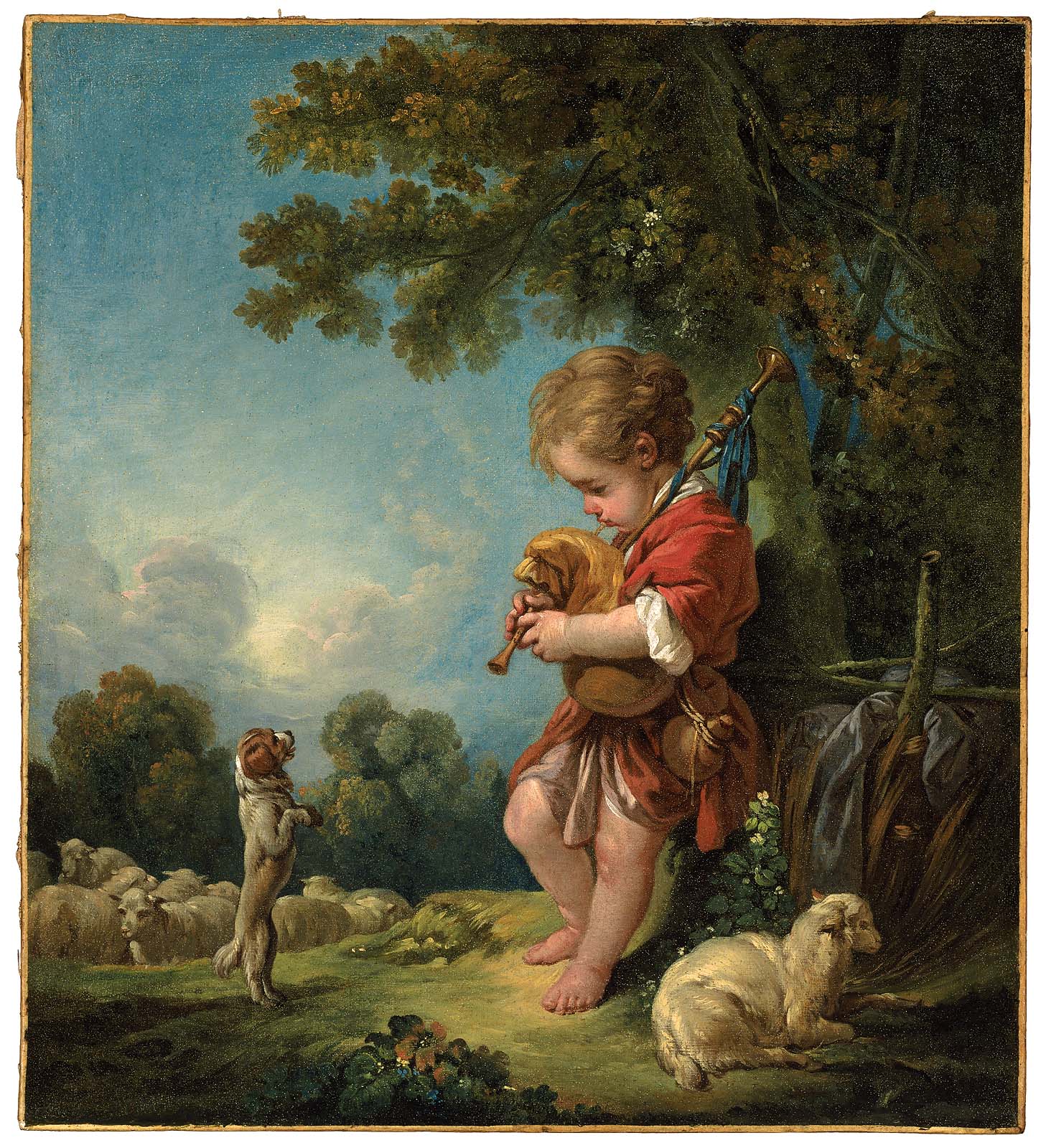 Young shepherd playing the bagpipe - François Boucher