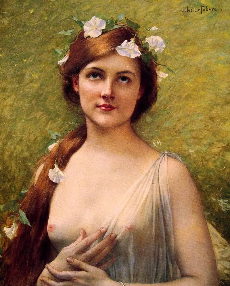 Young Lady with Flowers in Her Hair - Jules Lefebvre