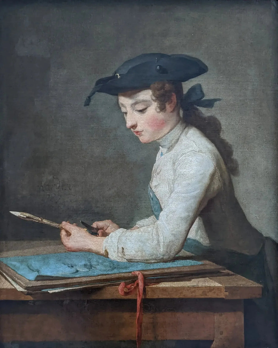 Young Draftsman sharpening his pencil - Jean Siméon Chardin