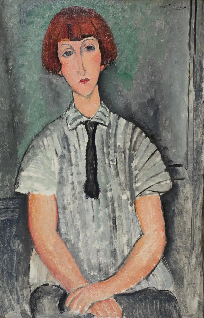 Young Woman in a Striped Shirt - Amedeo Modigliani