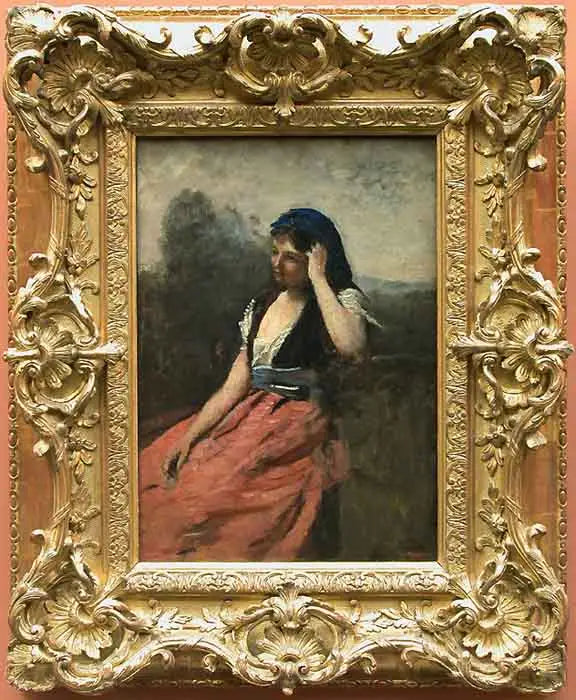 Young Woman in a Pink Skirt - Jean-Baptiste Camille Corot
