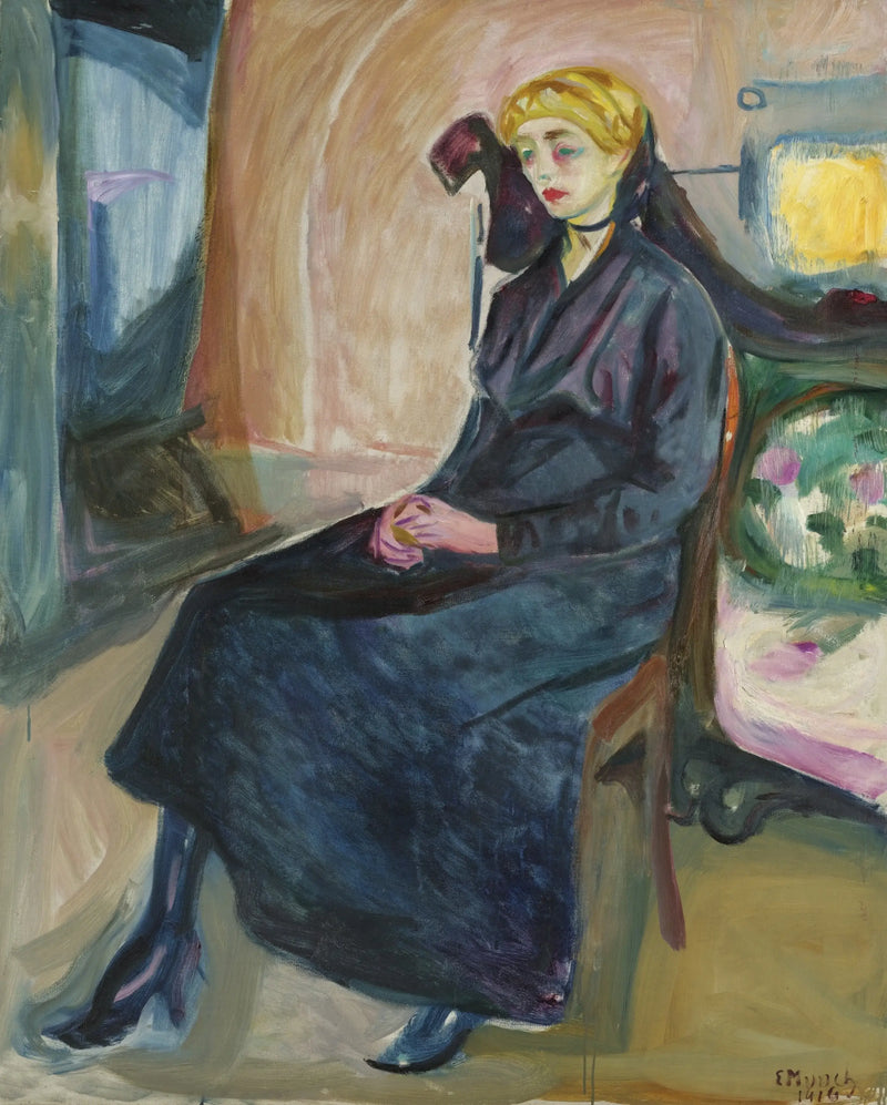 Young Woman Sitting - Edvard Munch