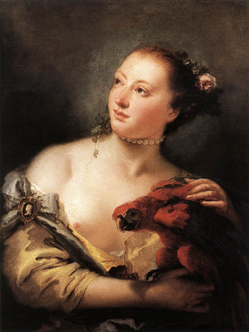 Young Woman with Parrot - Giovanni Battista Tiepolo