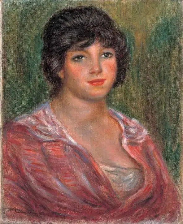 Young brunette woman in a red blouse (Colonna Romano) - Pierre-Auguste Renoir