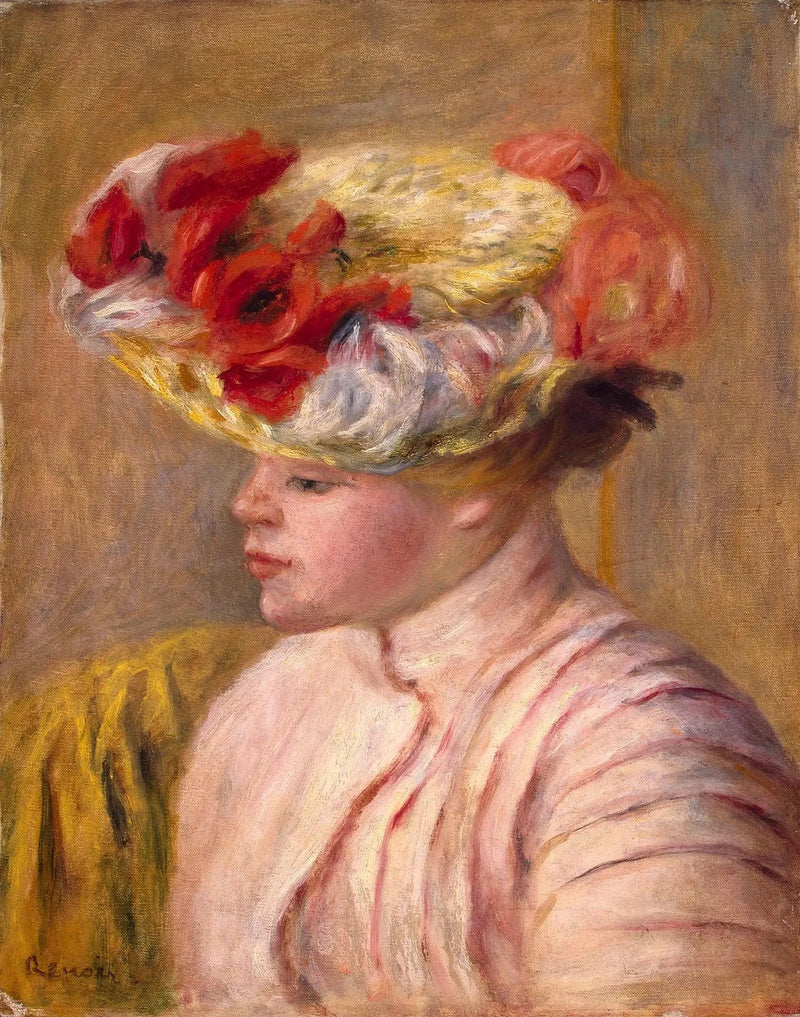 Young Woman with a Flowered Hat - Pierre-Auguste Renoir