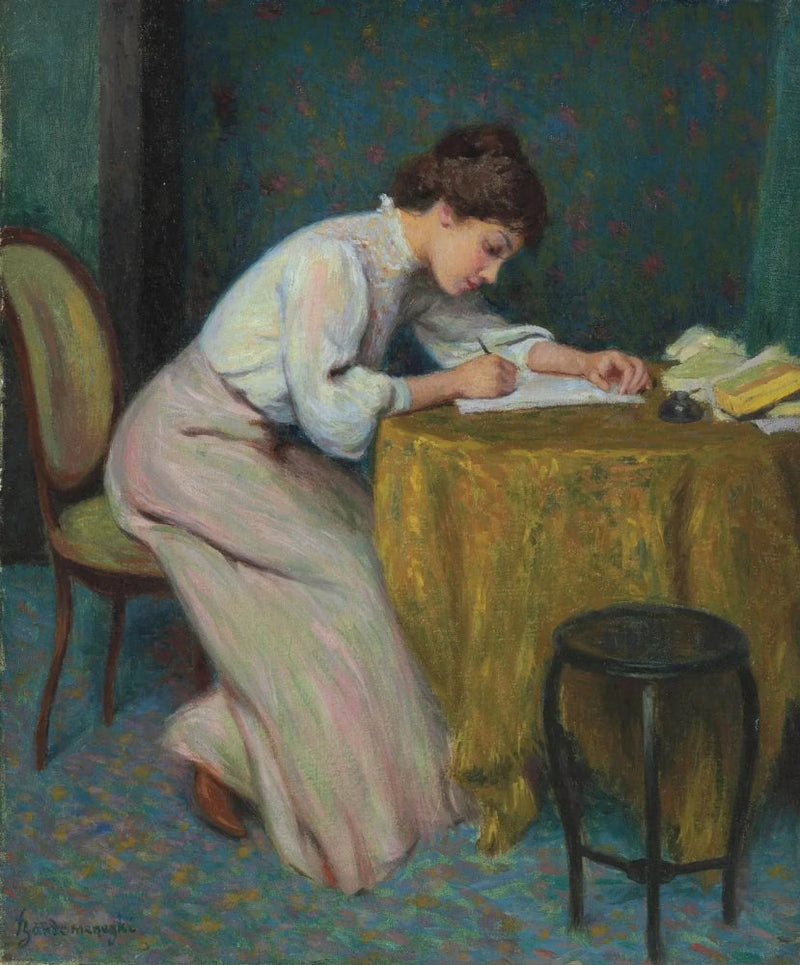 Young woman writing a letter - Federico Zandomeneghi