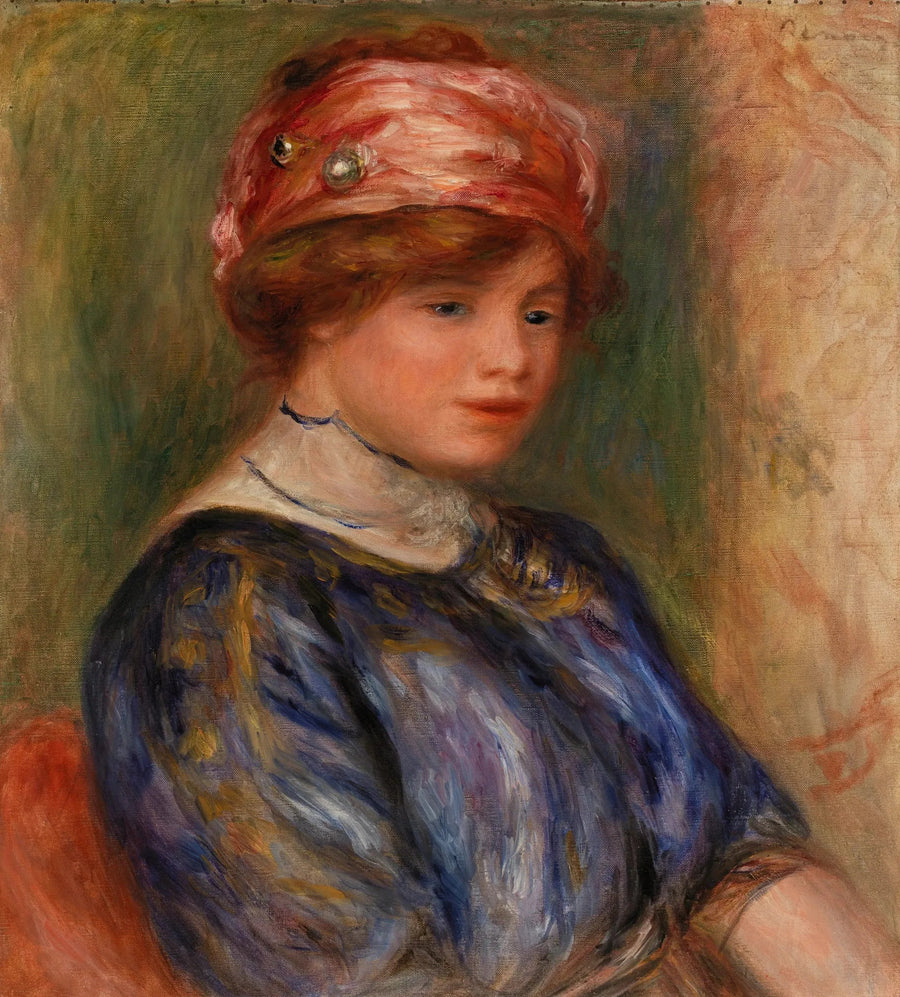 Young Woman in Blue, Bust (Young Woman in Blue Bodice, Bust) - Pierre-Auguste Renoir