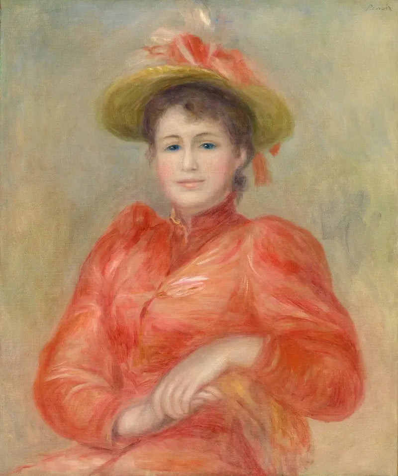 Young Woman in a Red Dress - Pierre-Auguste Renoir