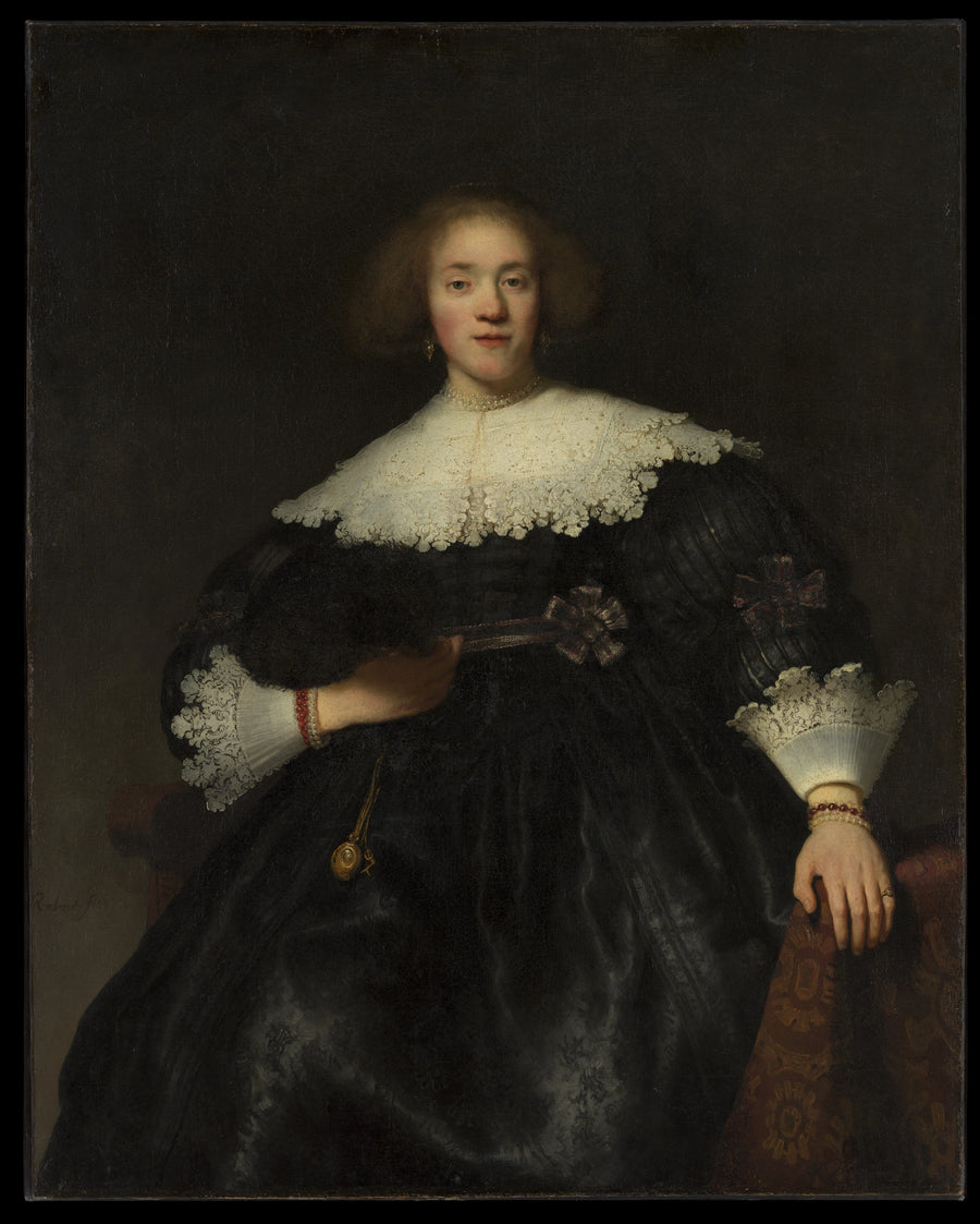 Portrait of a Young Woman with a Fan - Rembrandt