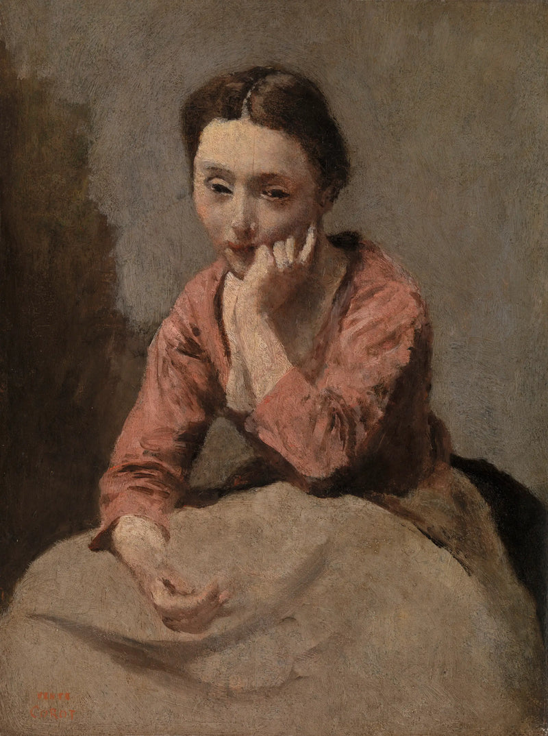 Thoughtful Young Woman - Jean-Baptiste Camille Corot