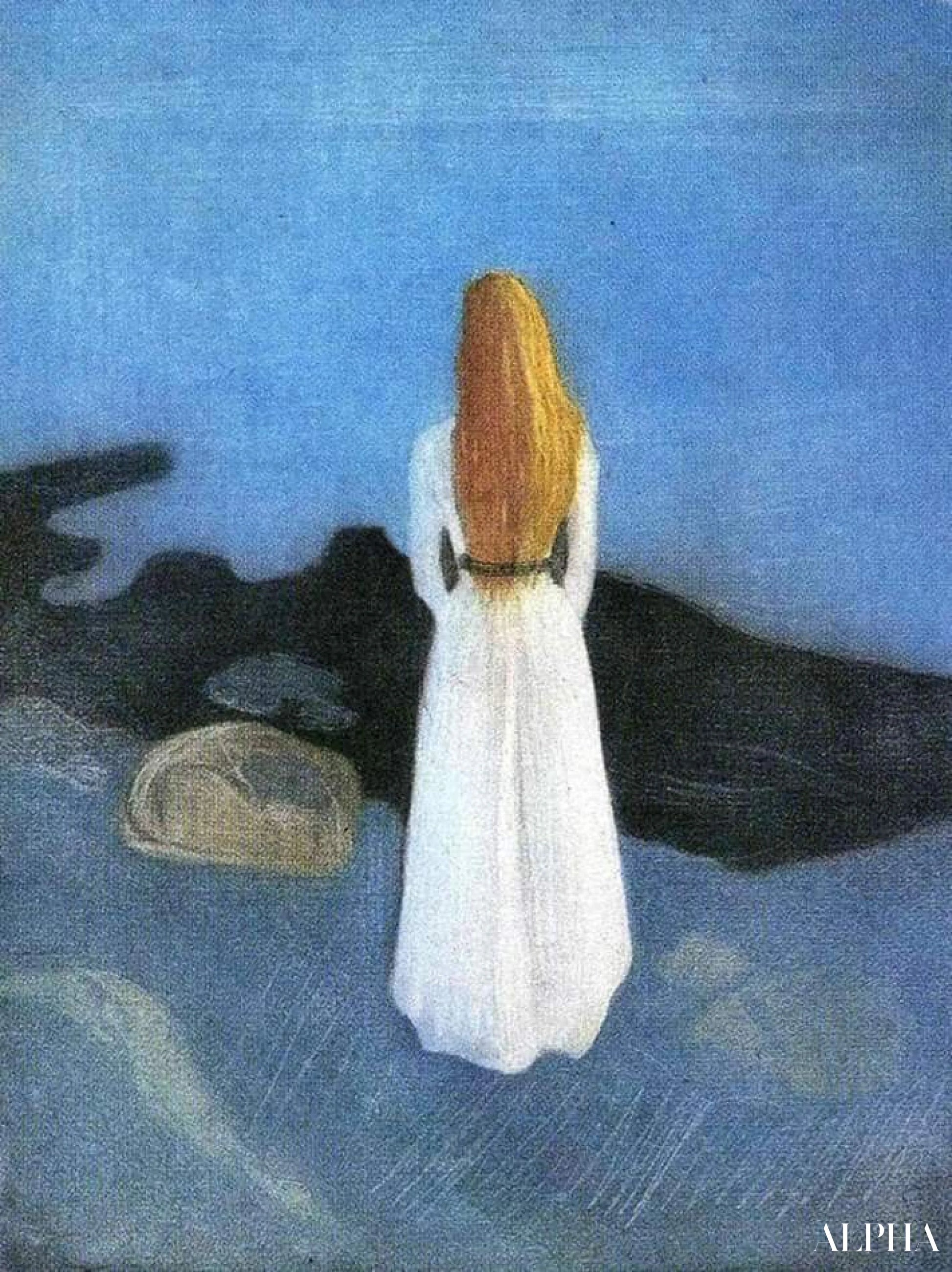 Young woman on the shore - Edvard Munch - High-end reproductions of paintings and artworks