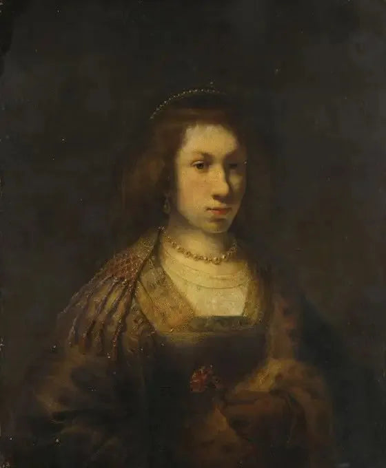 Young Woman Holding a Carnation - Rembrandt