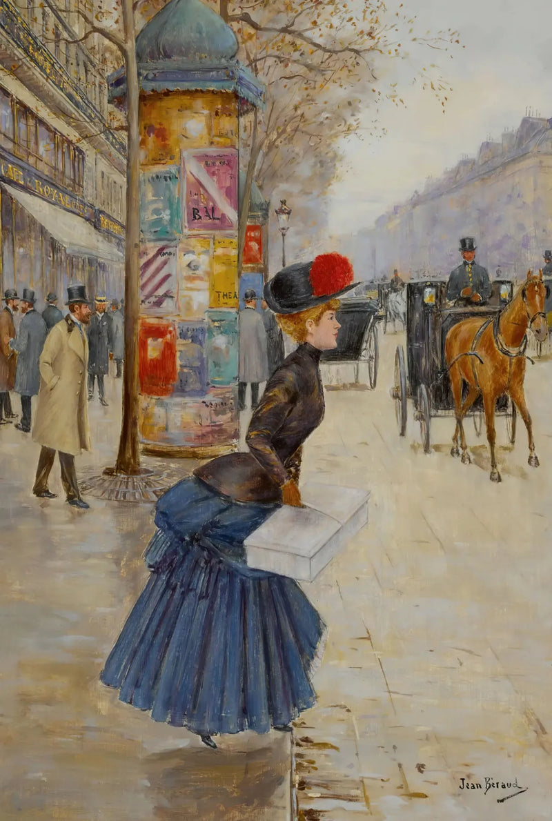 Young woman crossing the boulevard - Jean Béraud