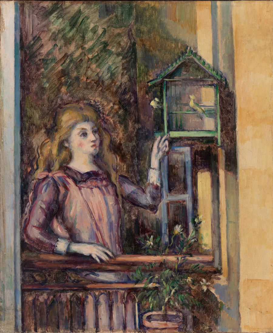 Young Girl with a Birdcage - Paul Cézanne