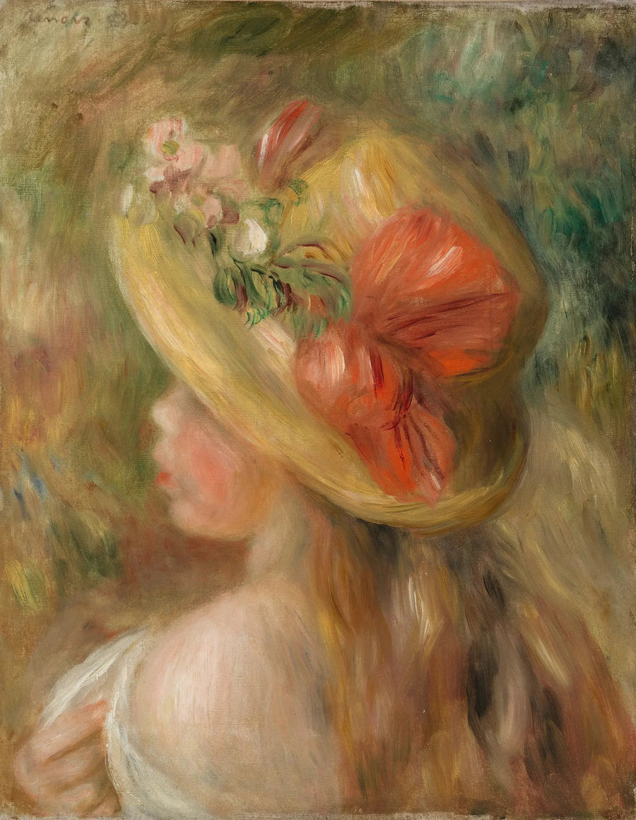 Young Girl with a Hat (Young Girl with a Hat) - Pierre-Auguste Renoir