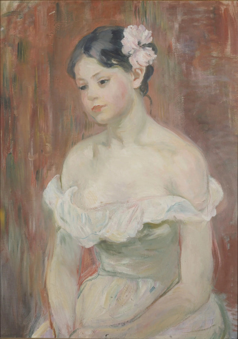Young Girl with a Low Neckline, the Flower in Her Hair - Berthe Morisot