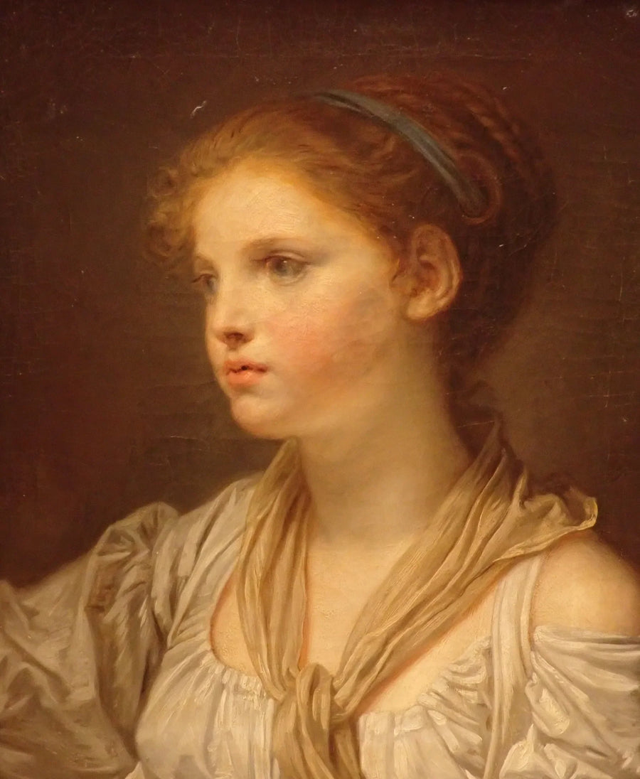 Young Girl with Blue Ribbon - Jean-Baptiste Greuze
