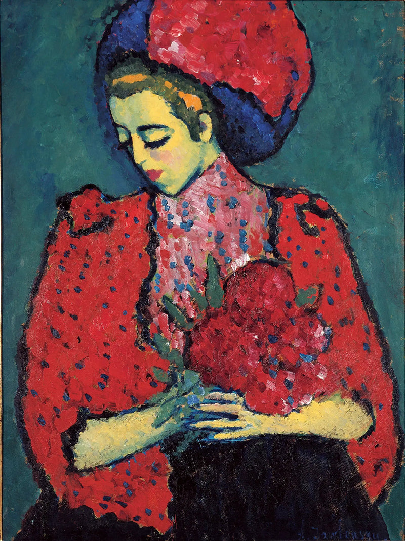 Young Girl with Peonies - Alexej von Jawlensky
