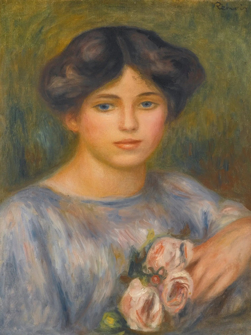 Young Girl with Roses - Pierre-Auguste Renoir