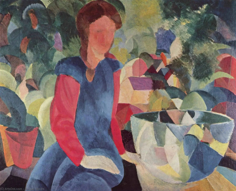 Young Girl with Fish in a Glass Container - August Macke