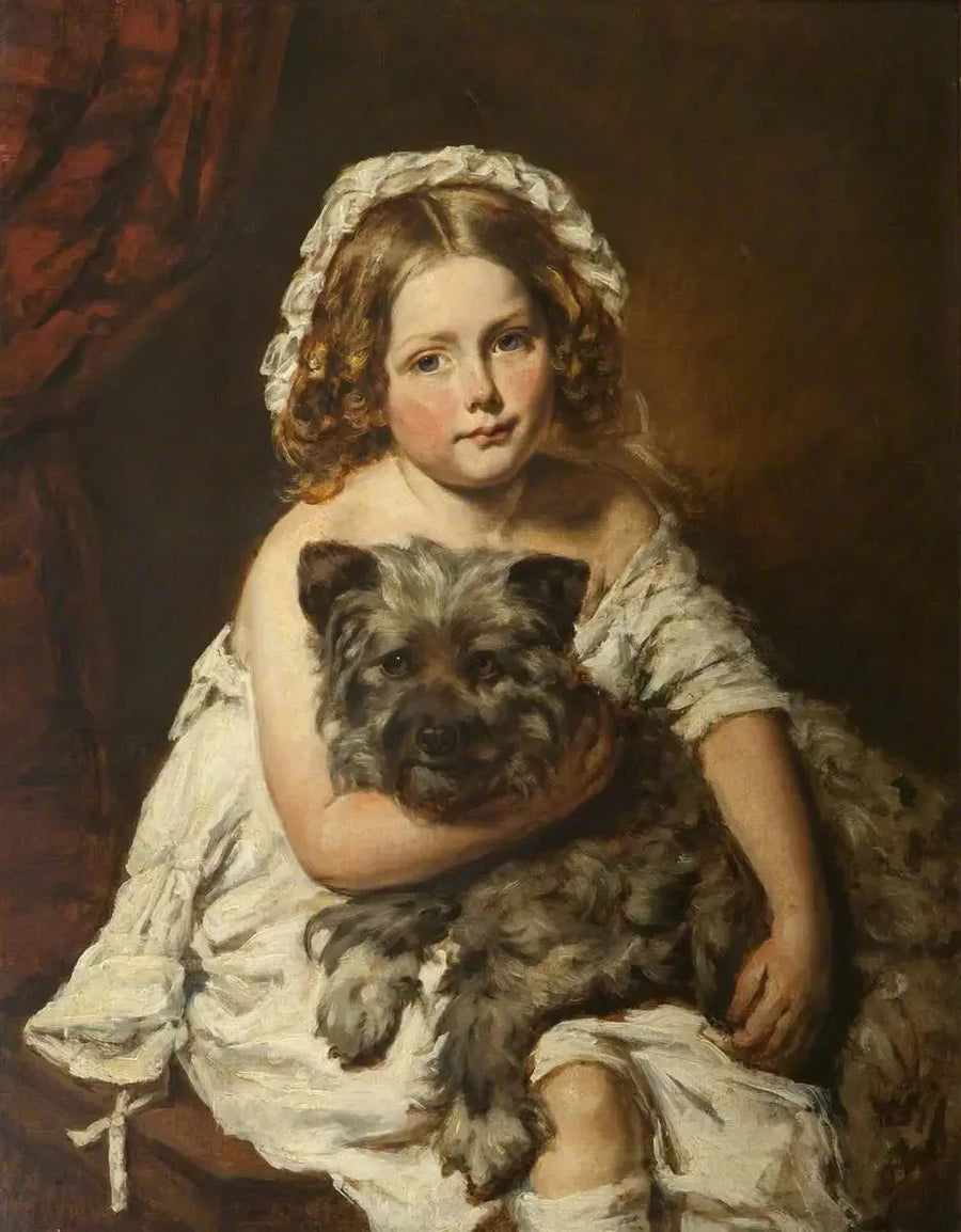 Young girl with a dog - Edwin Henry Landseer