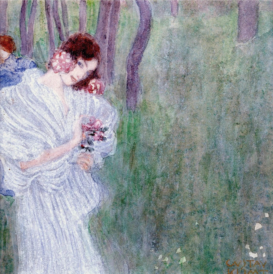 Young Girl in a White Dress in a Forest - Gustav Klimt