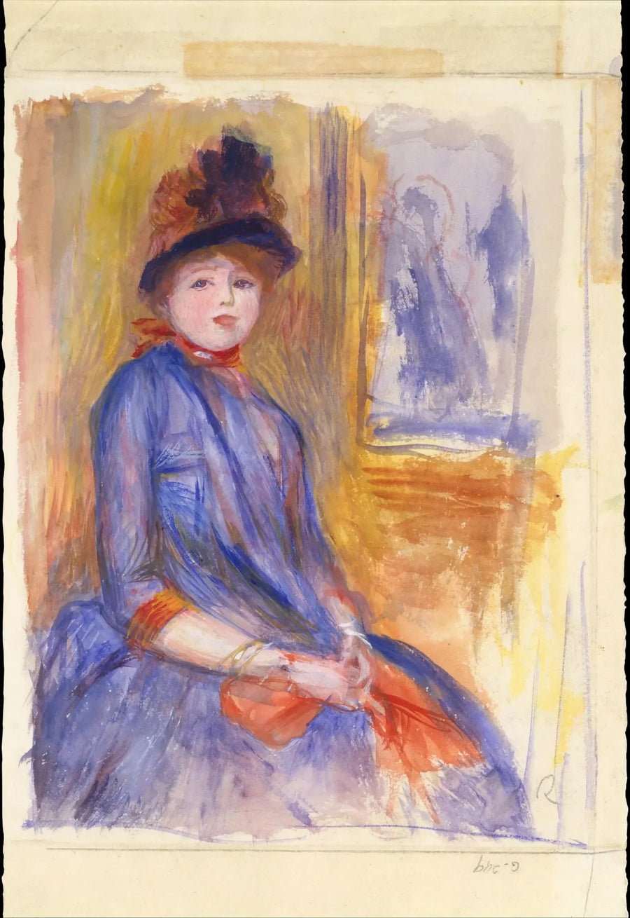 Young Girl in a Blue Dress - Pierre-Auguste Renoir