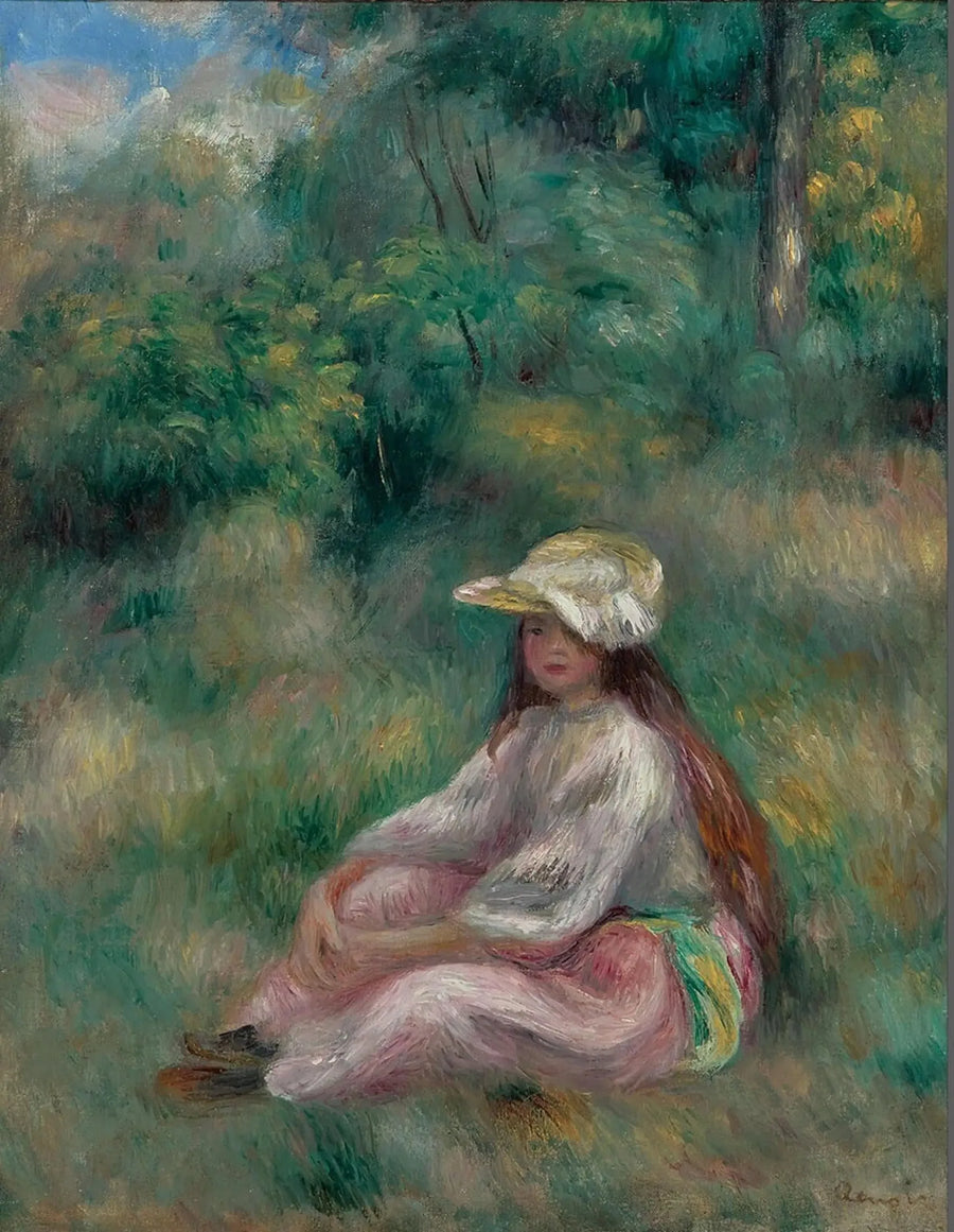 Young Girl in Pink in a Landscape - Pierre-Auguste Renoir