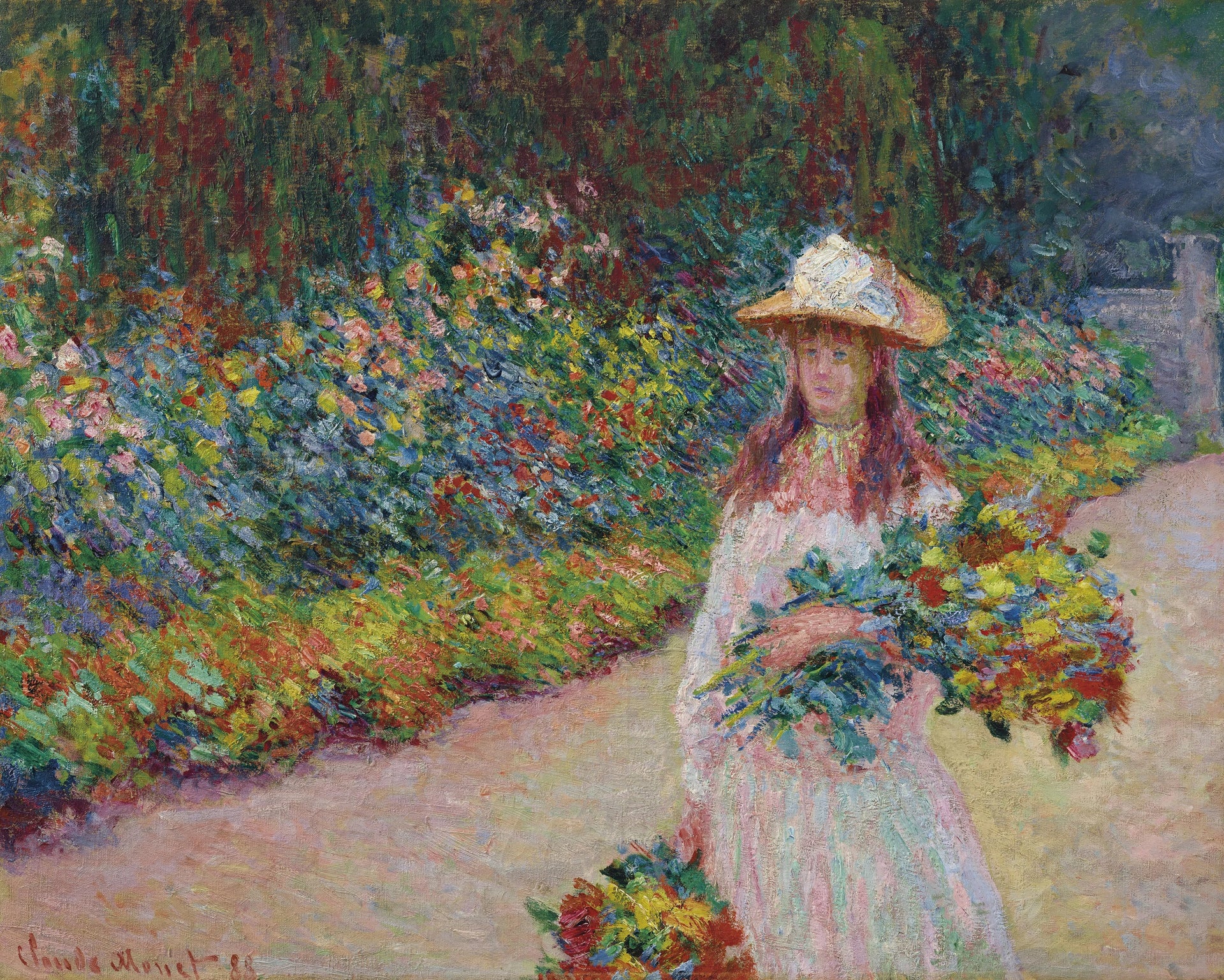 Jeune fille dans le jardin de Giverny W1207 par Claude Monet
